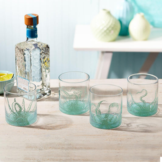 Octopus Double Old Fashion Glass Set of 4