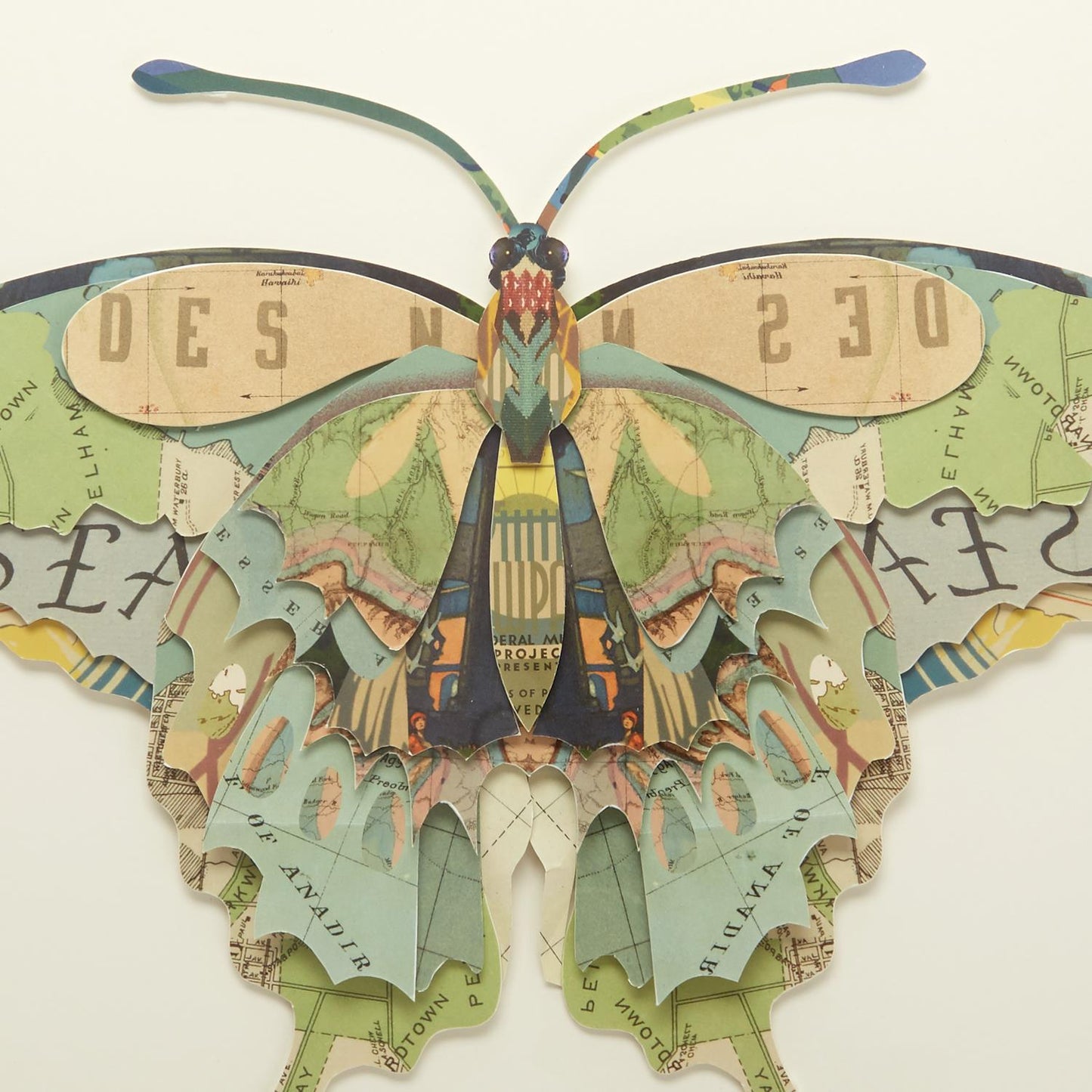 Butterfly Paper Collage Wall Art Set of 4