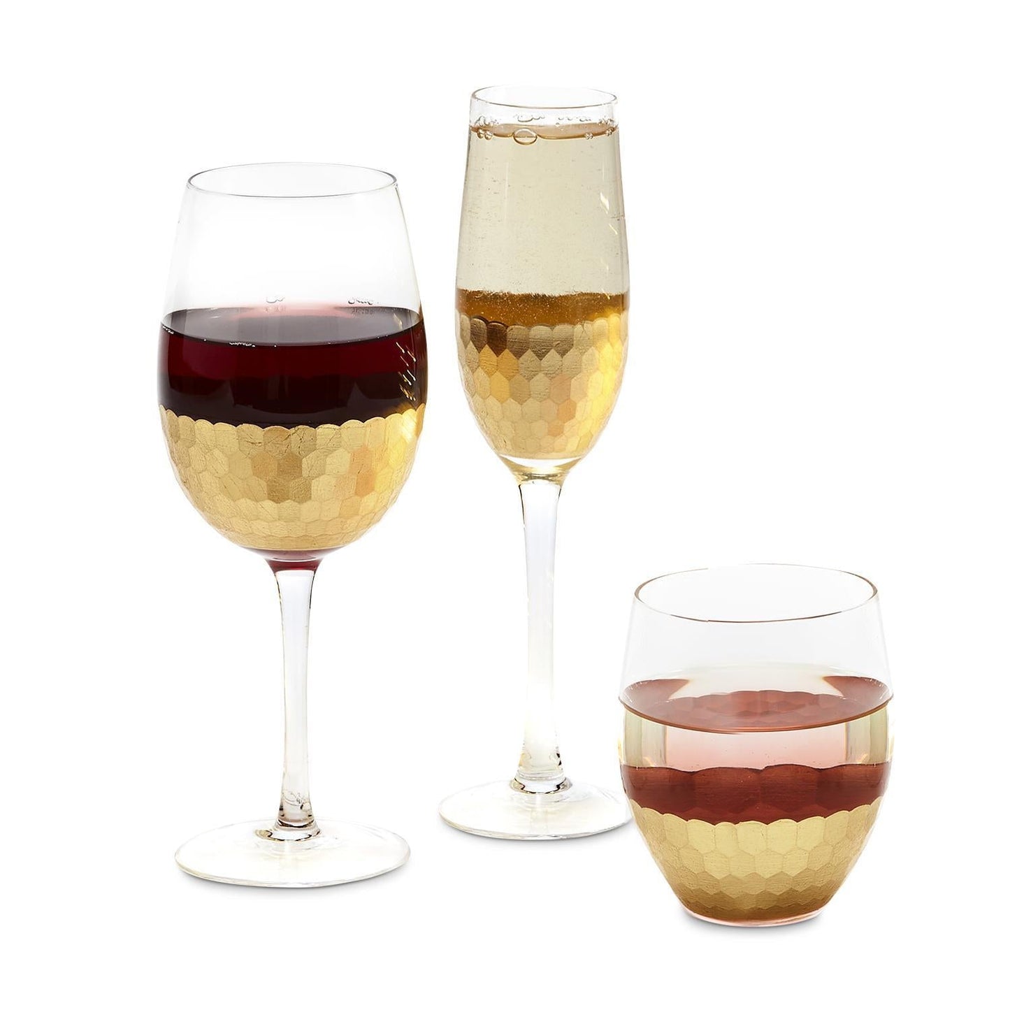 Metal Faceted Glass Set of 24