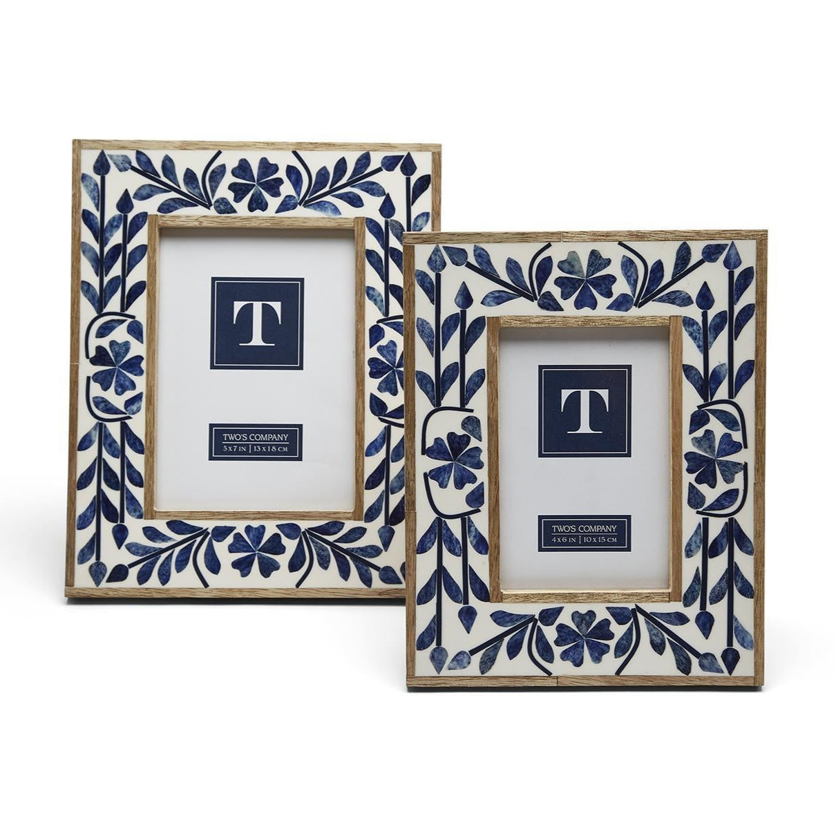 Blue Belle Bone Inlay Photo Frame Set of 2