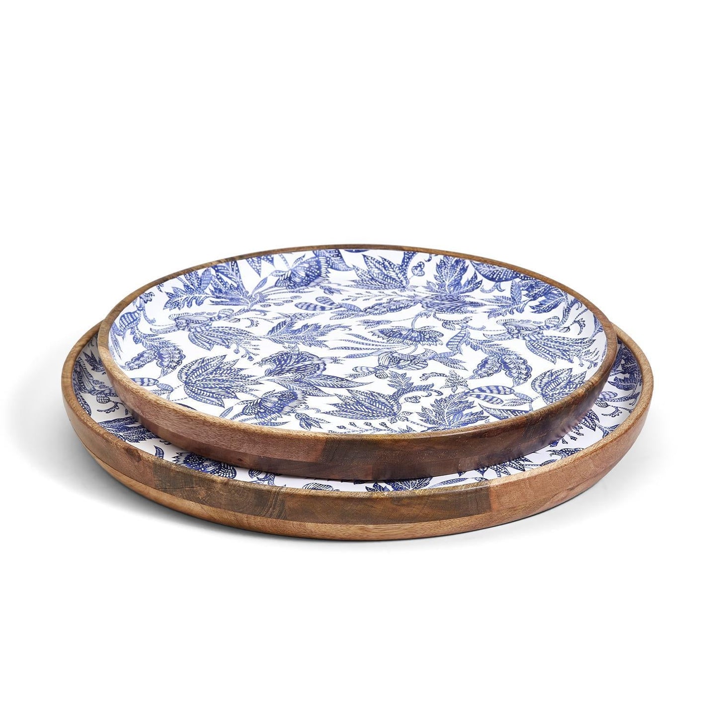 Blue Batik Round Tray Set of 2