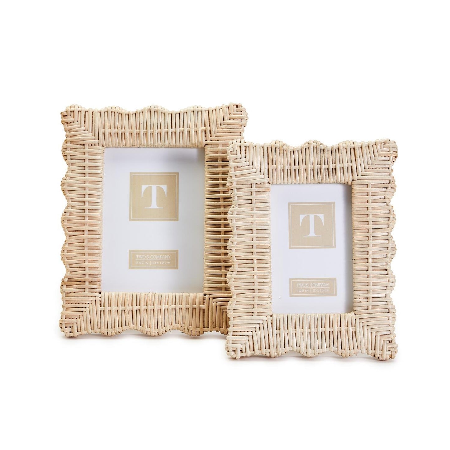 Scalloped Wicker Photo Frame Set of 2