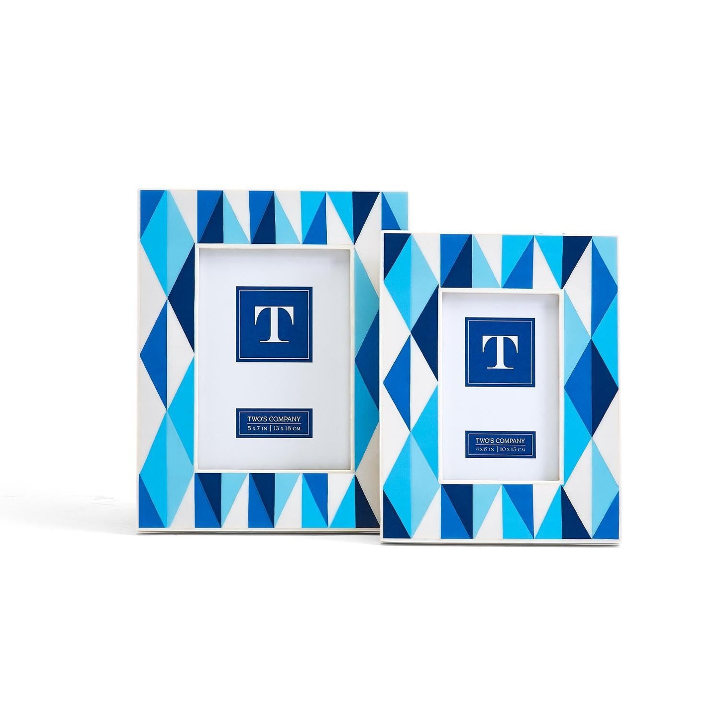 Blue Diamonds Inlay Photo Frame Set of 2