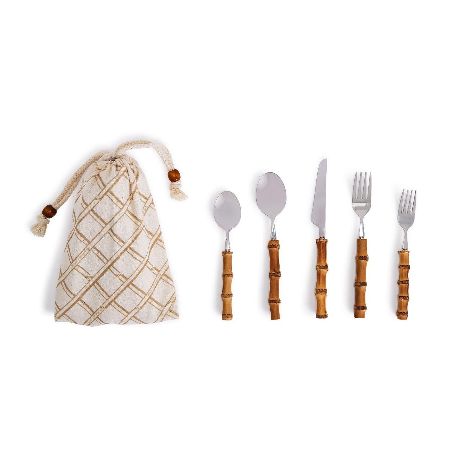 Natural Bamboo Flatware Set of 20