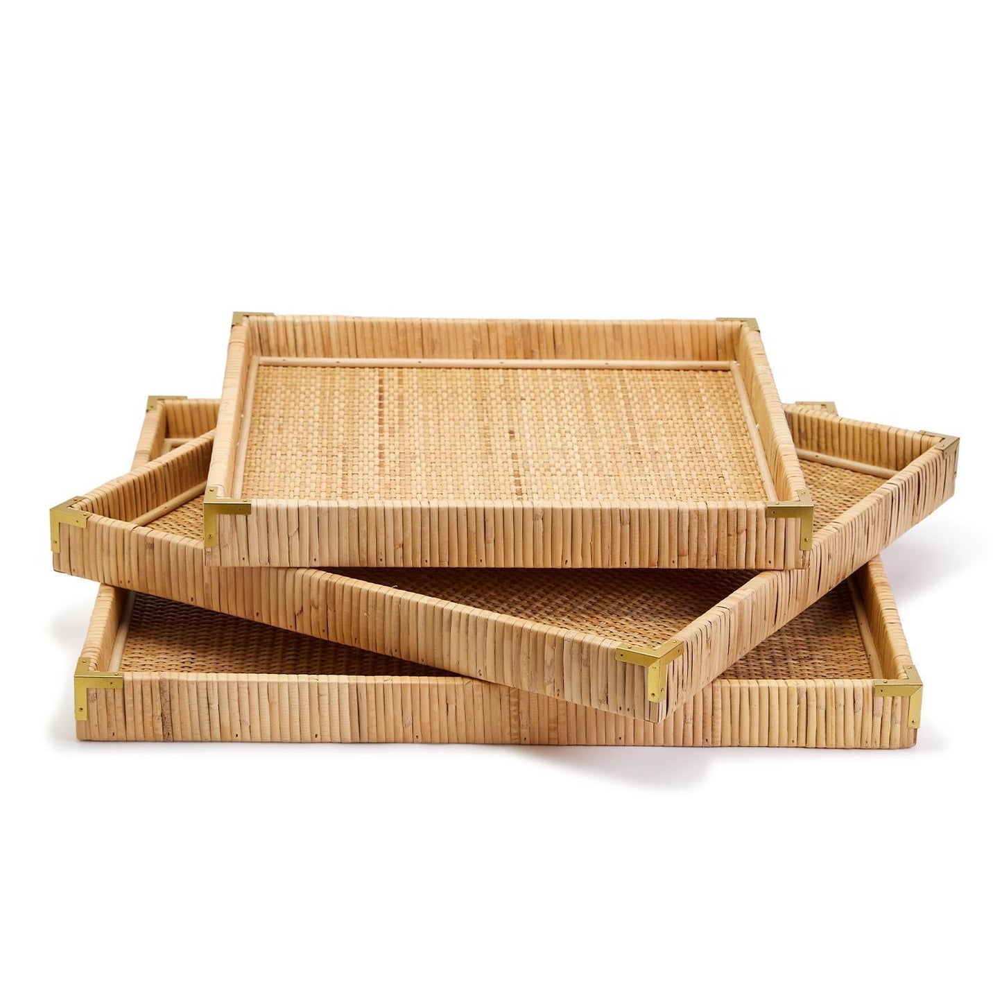 Rattan Square Tray Set of 3