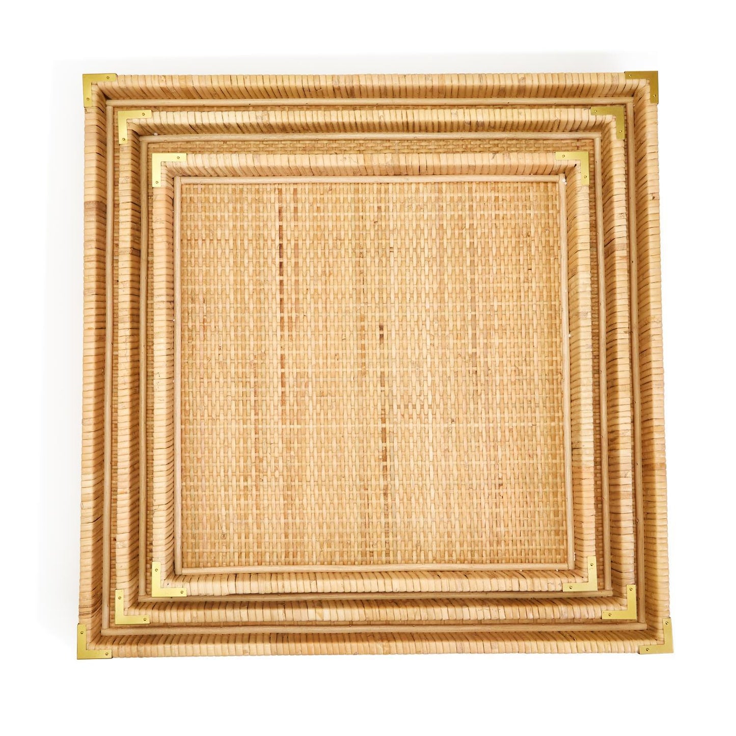 Rattan Square Tray Set of 3