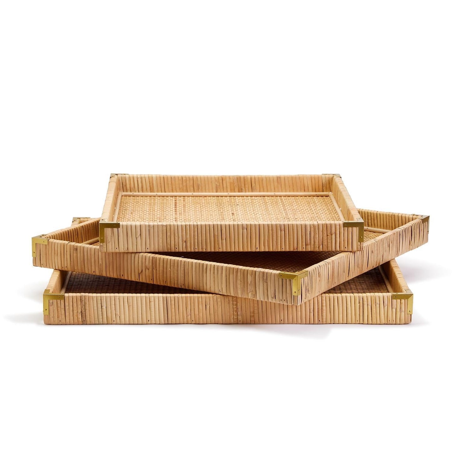Rattan Square Tray Set of 3