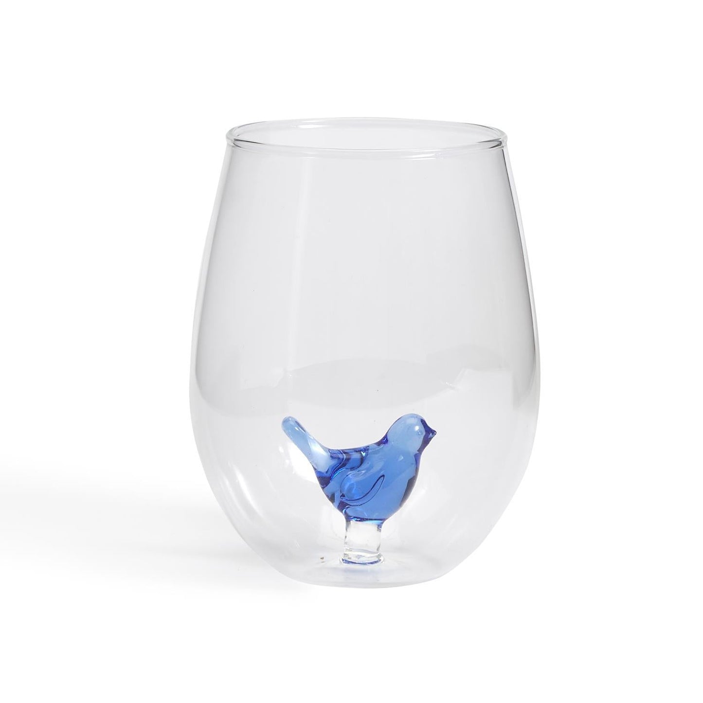 Blue Bird Stemless Wine Glass Set of 2