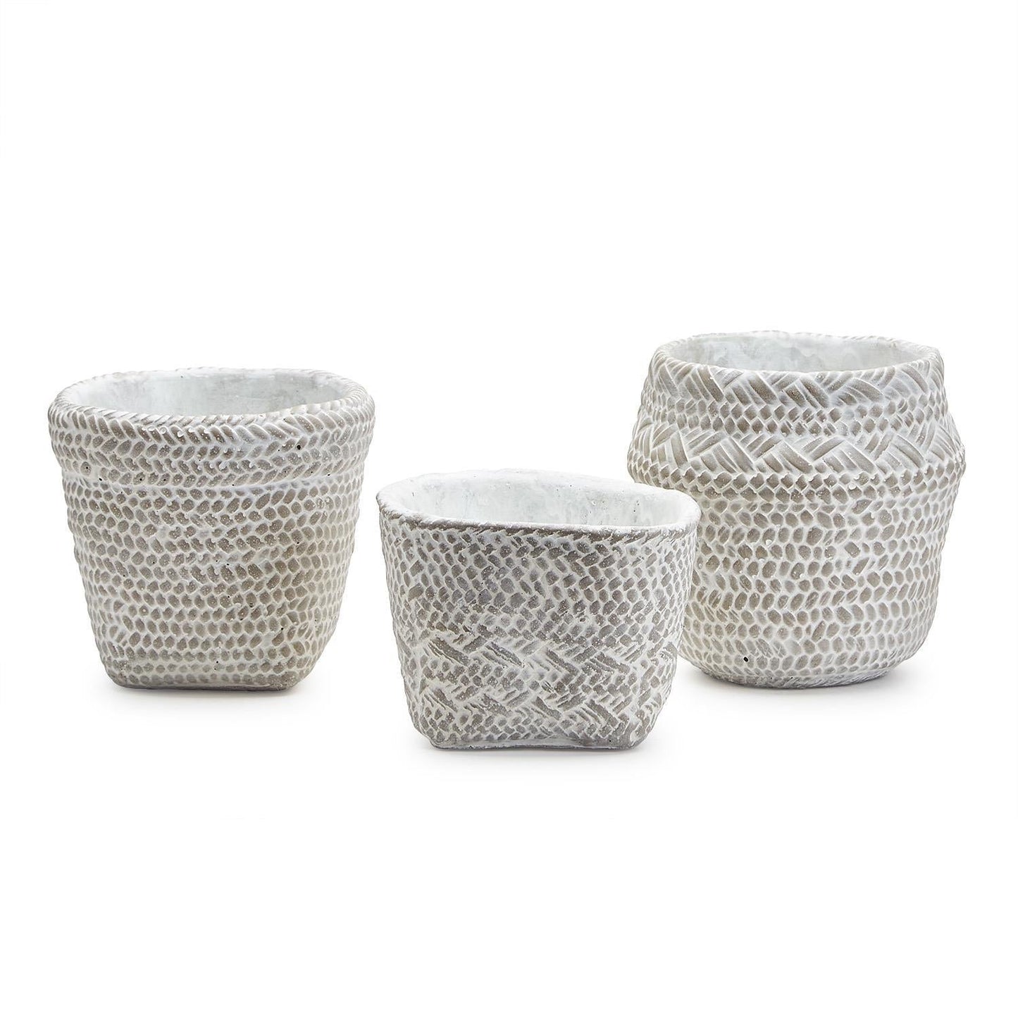 White Washed Basket Planter Set of 3