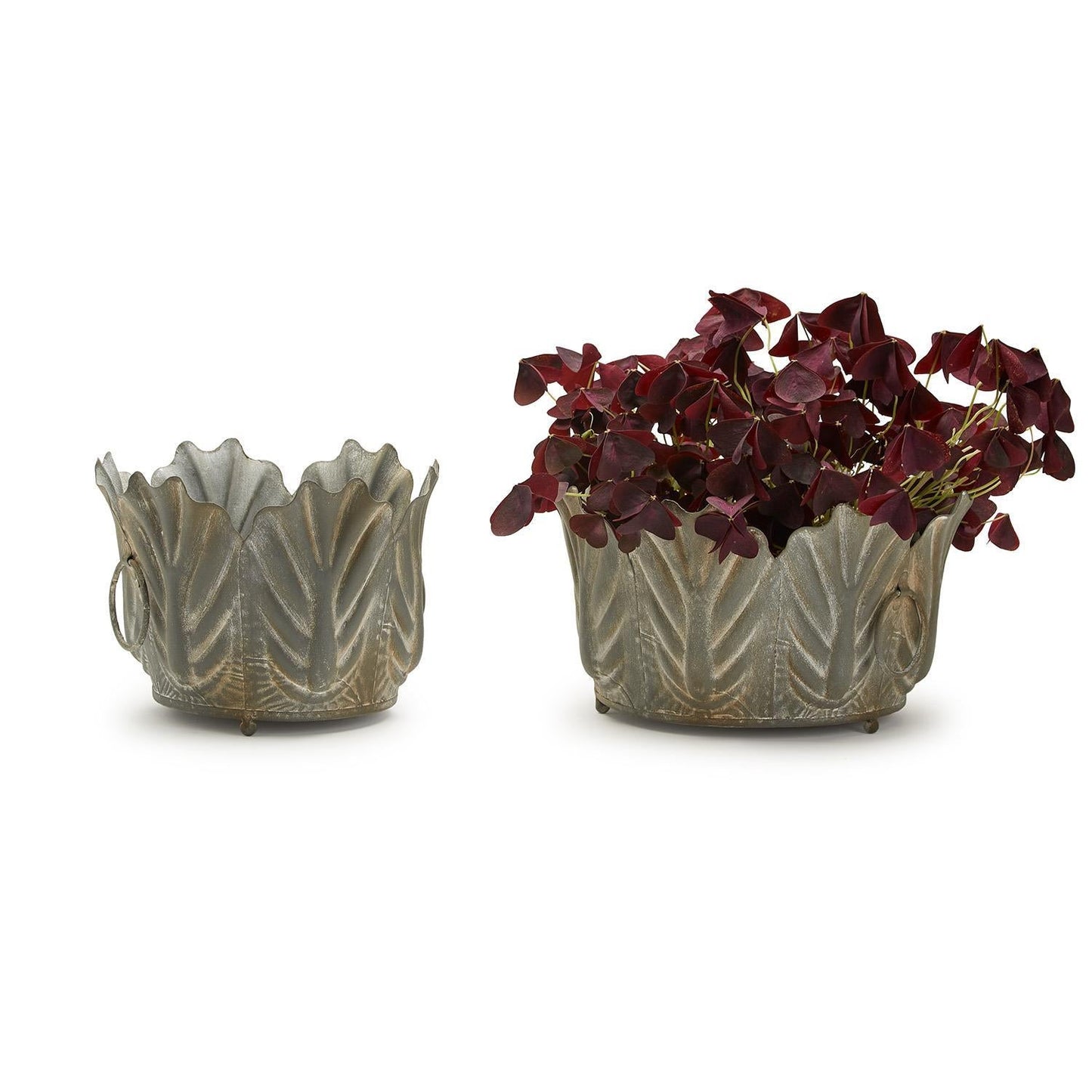 Zinc Garden Leaf Planter Set of 2