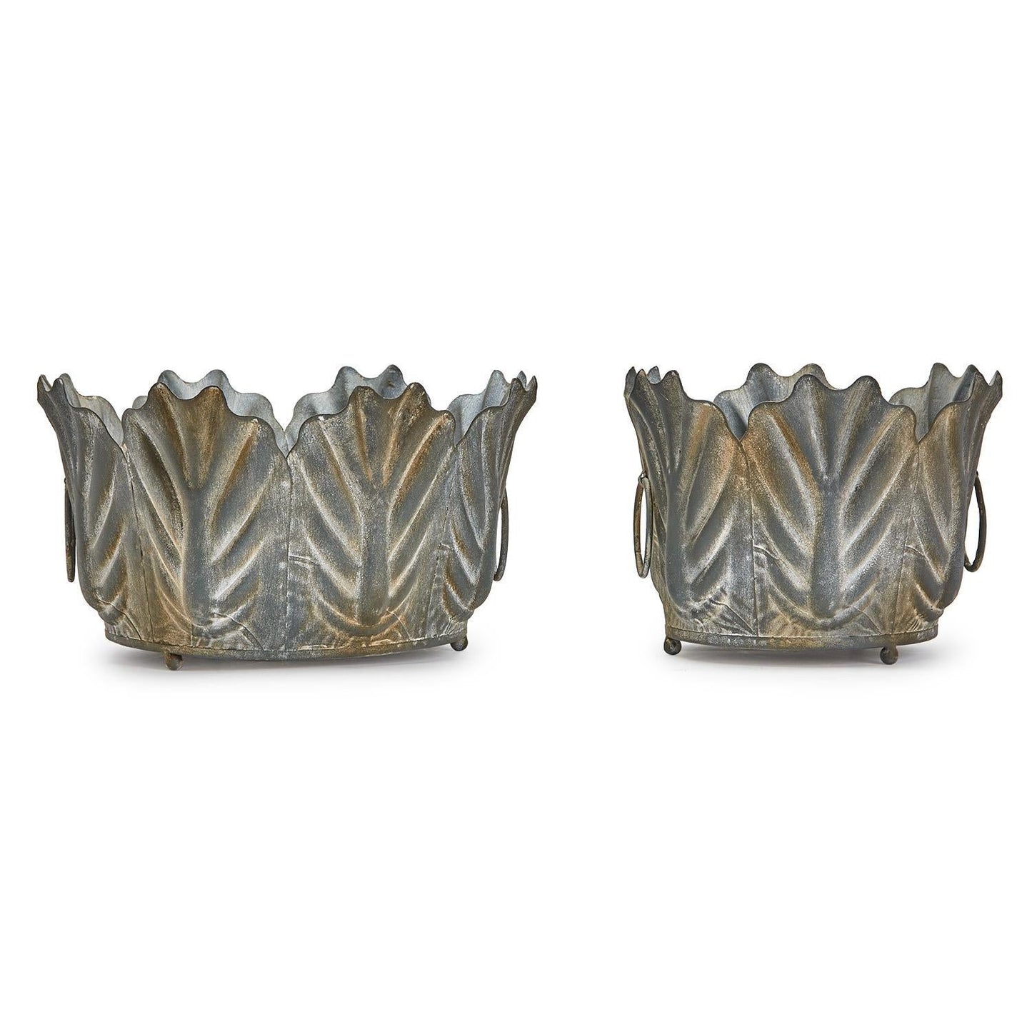 Zinc Garden Leaf Planter Set of 2