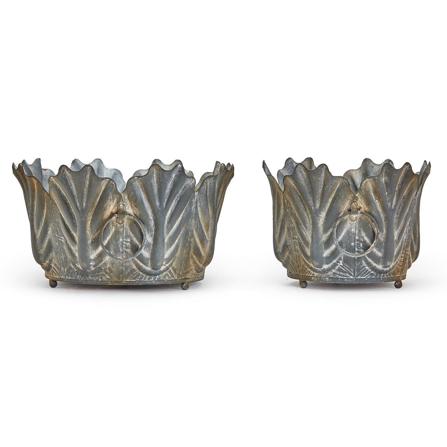 Zinc Garden Leaf Planter Set of 2