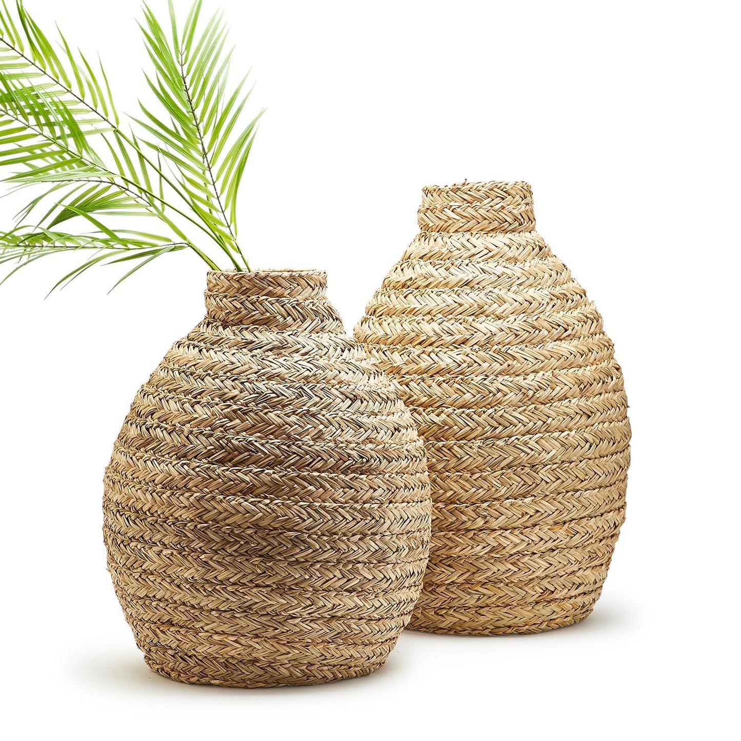 Basket Weave Bottle Shape Vase Set of 2