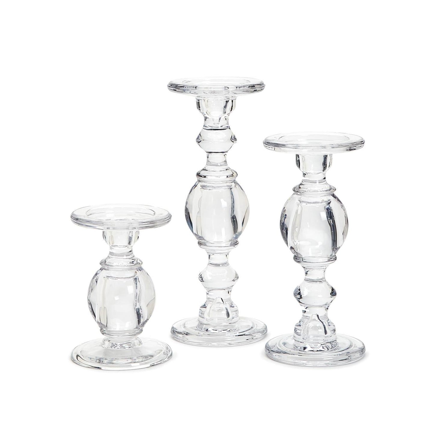 High-Glass Pedestal Candleholder Set of 3