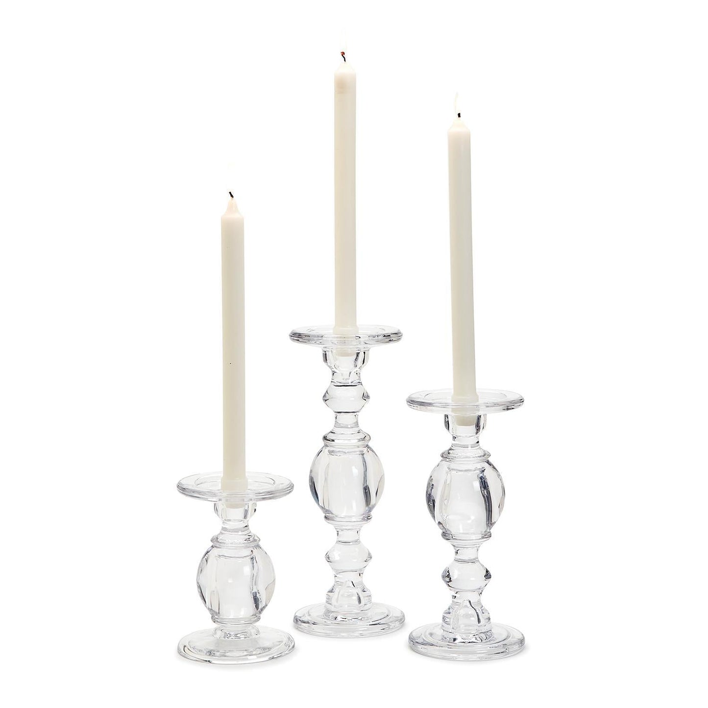 High-Glass Pedestal Candleholder Set of 3