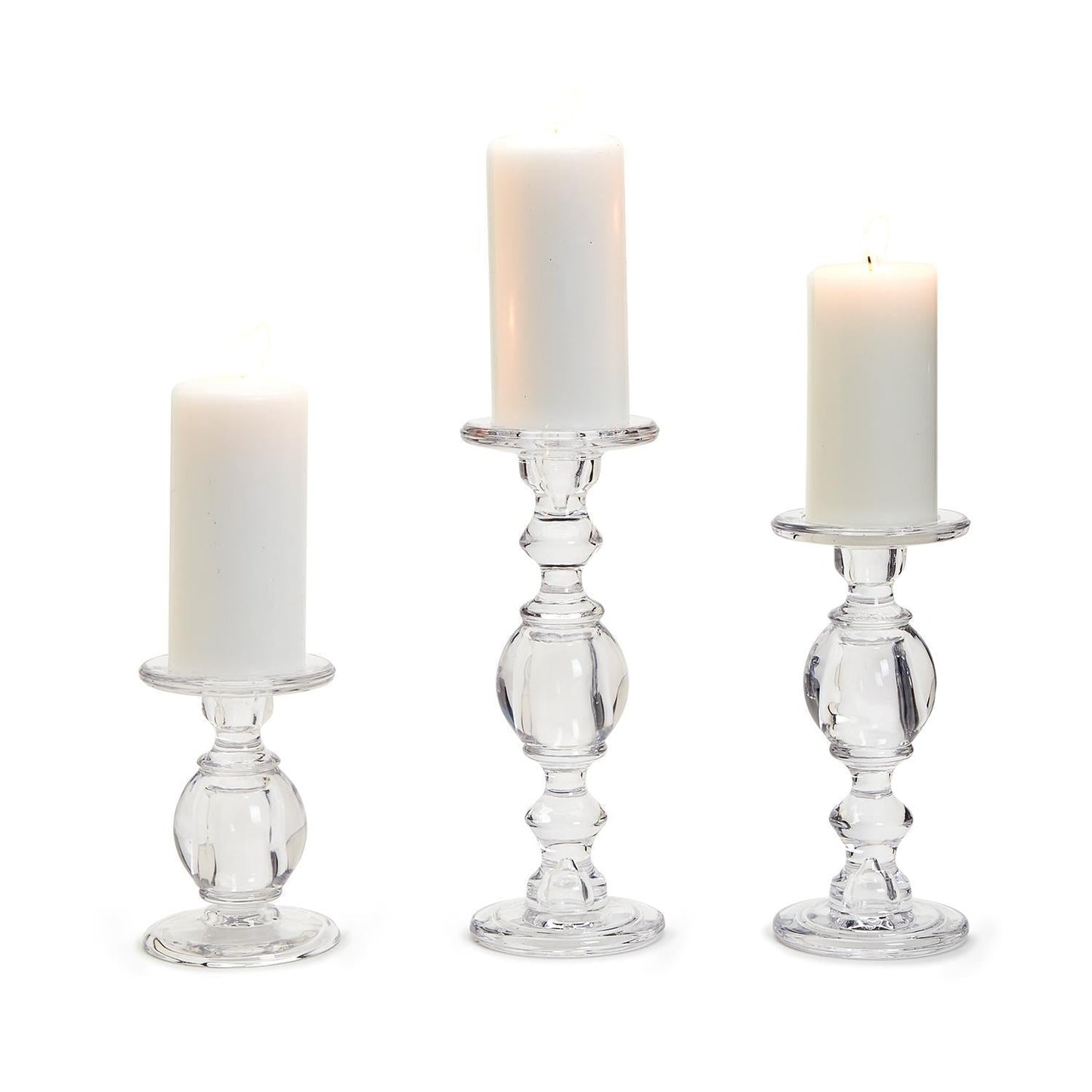 High-Glass Pedestal Candleholder Set of 3