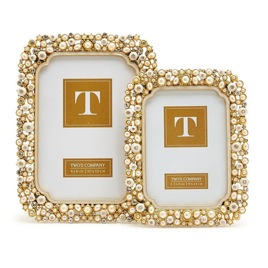 Pearl and Rhinestone Photo Frame Set of 2