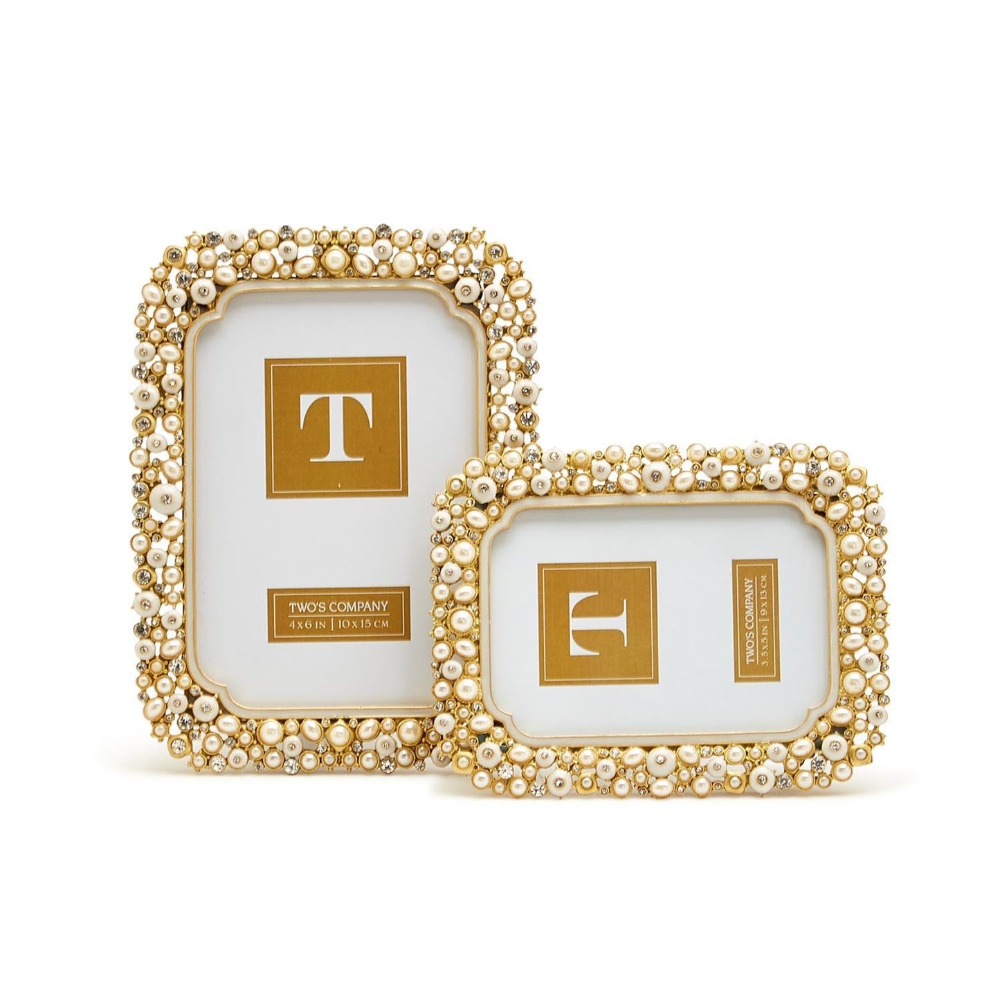 Pearl and Rhinestone Photo Frame Set of 2