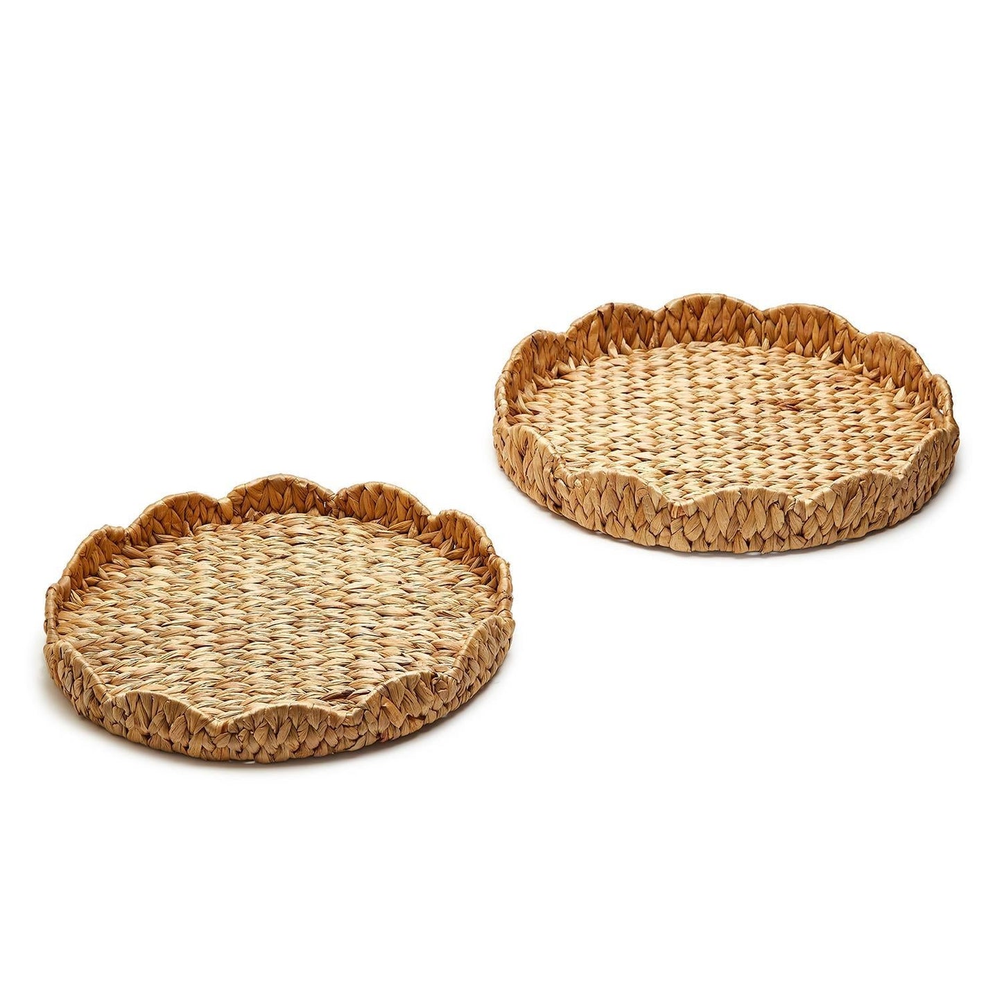 Scalloped Edge Round Tray Set of 2