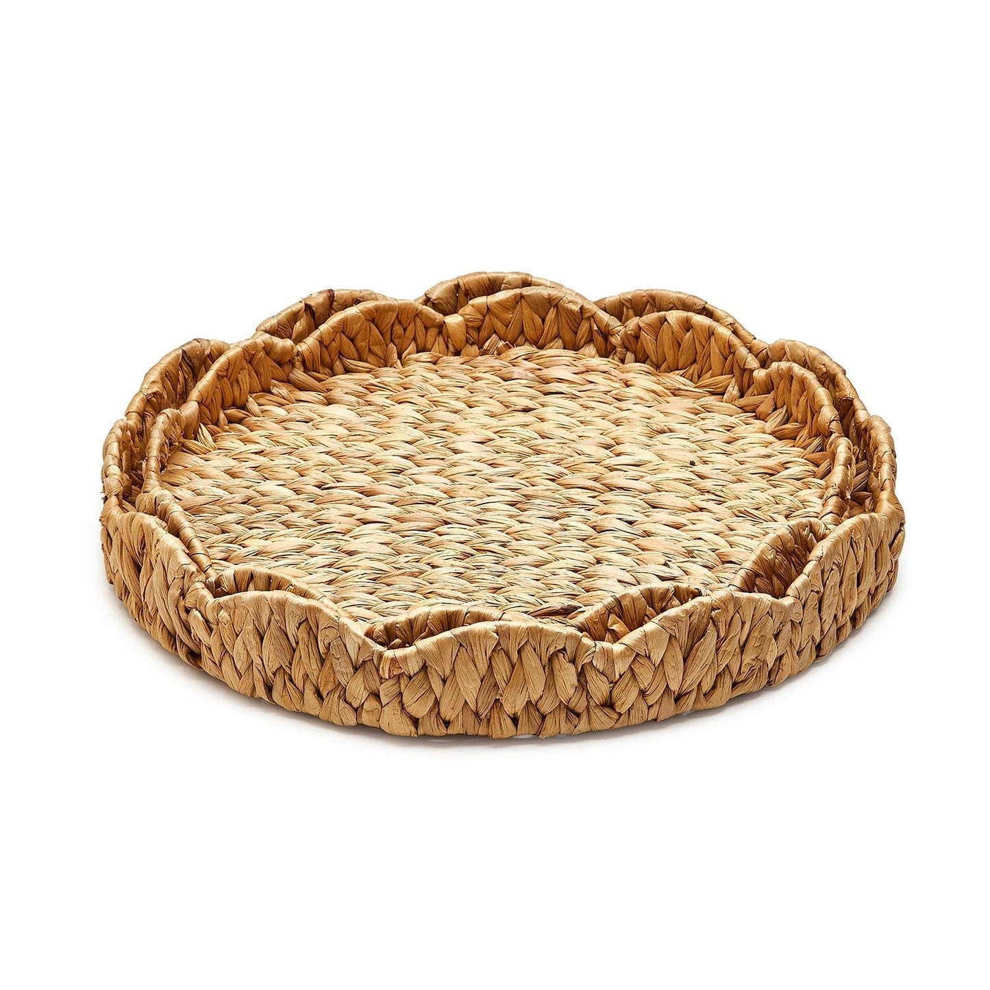 Scalloped Edge Round Tray Set of 2