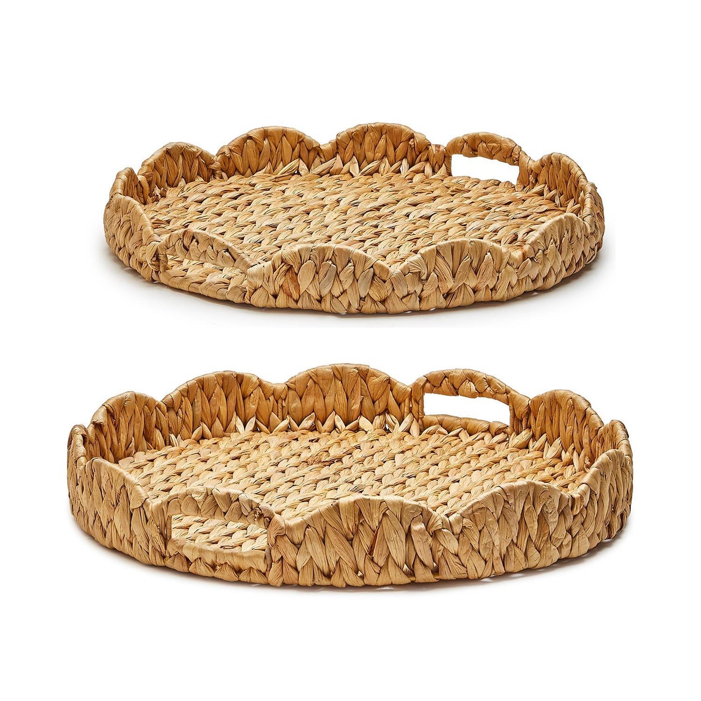 Scalloped Edge Round Tray Set of 2