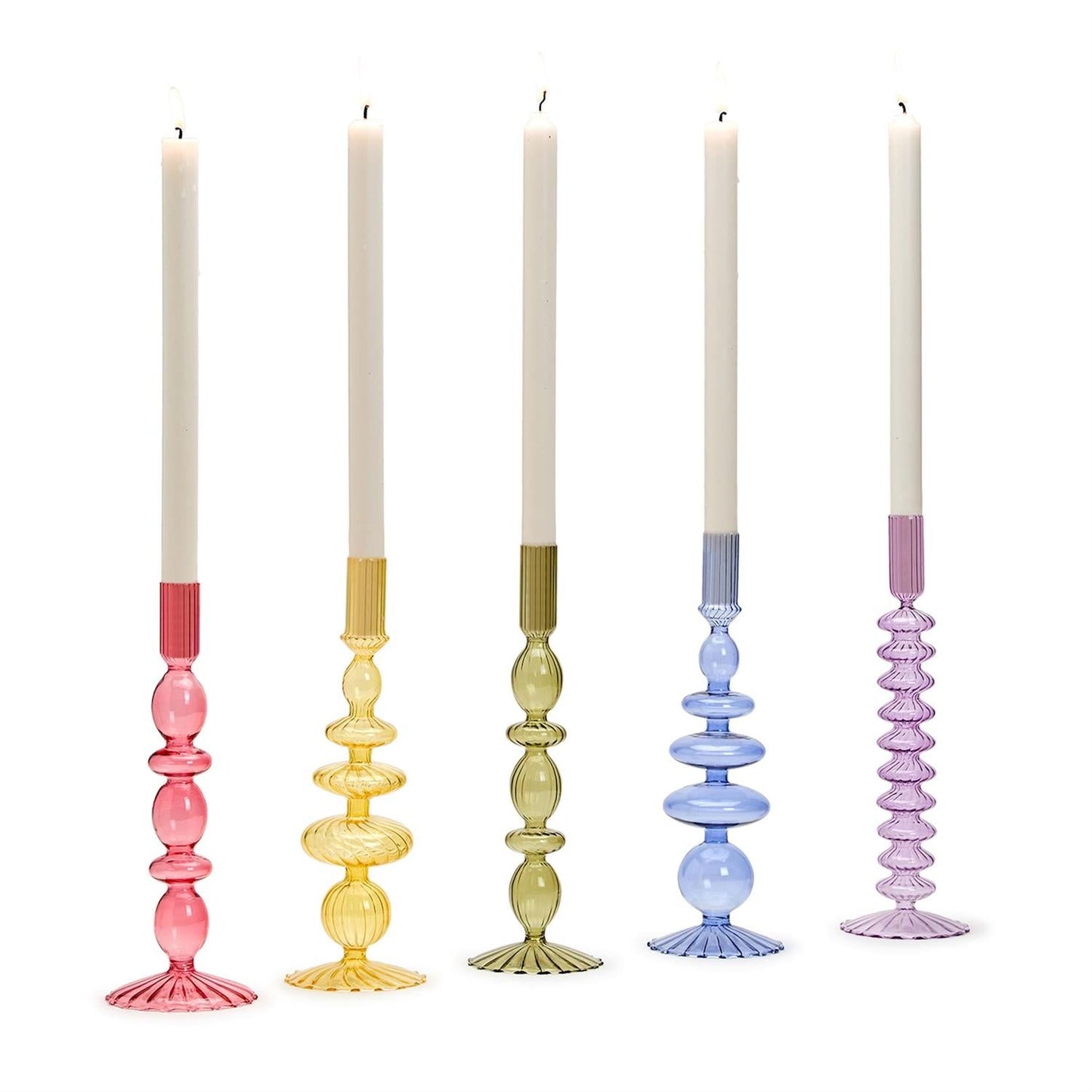 Colorful Taper Candlestick Candleholder Set of 5