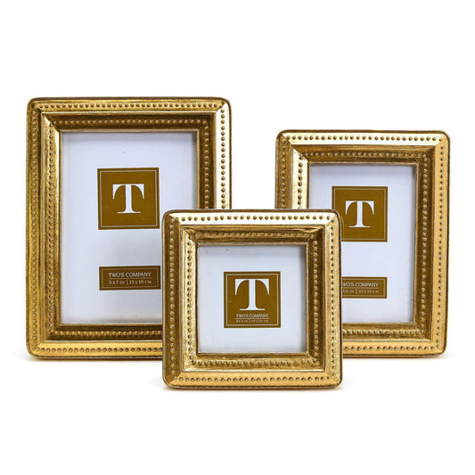 Gold Beaded Edge Photo Frame Set of 3