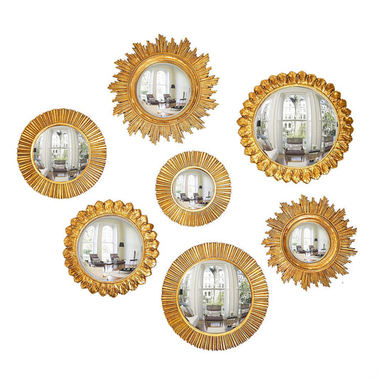 Gold Leaf Convex Wall Mirror Set of 7