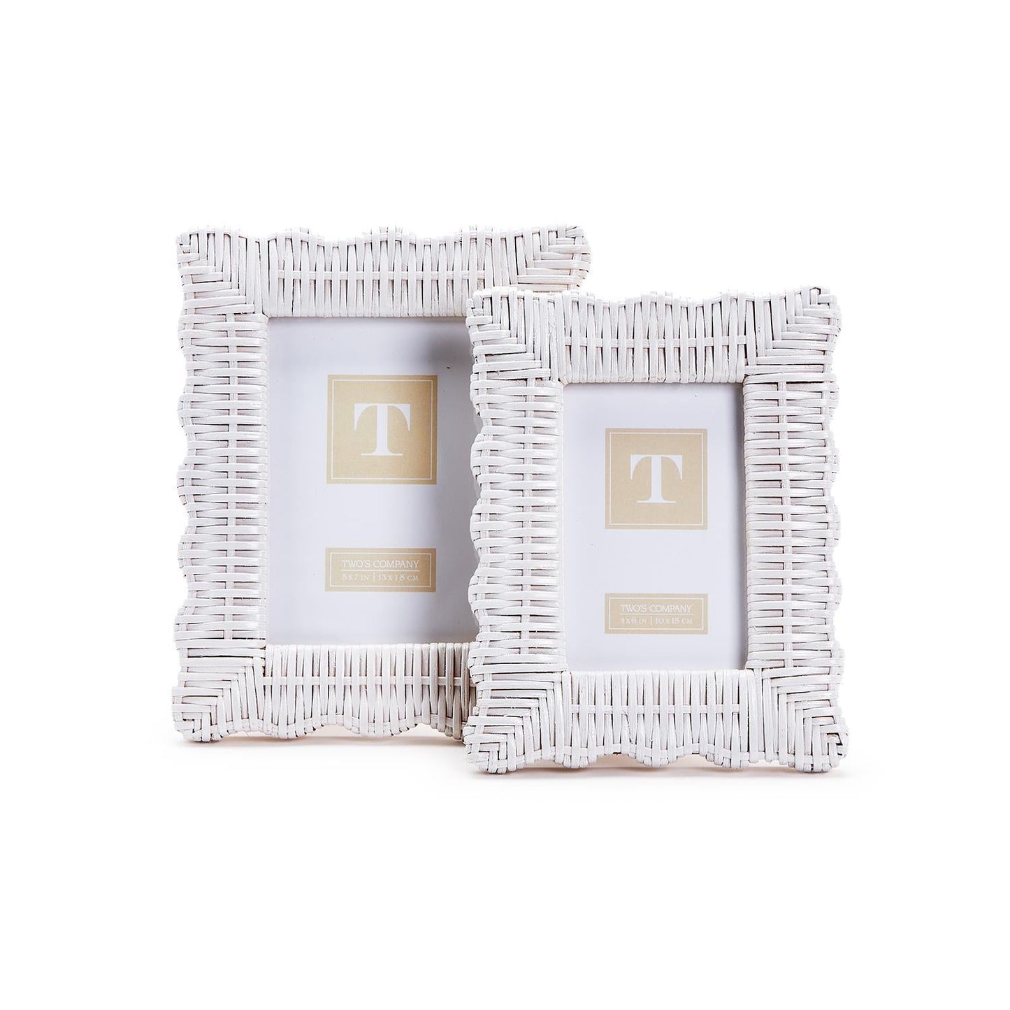 Scalloped Wicker Photo Frame Set of 2