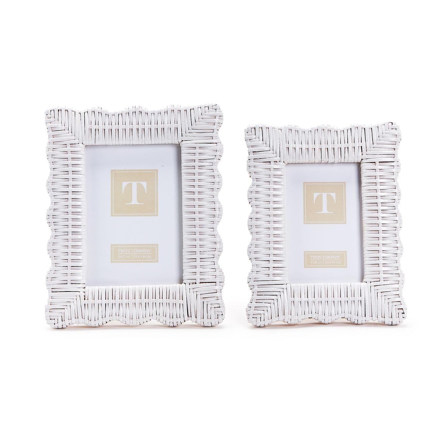 Scalloped Wicker Photo Frame Set of 2