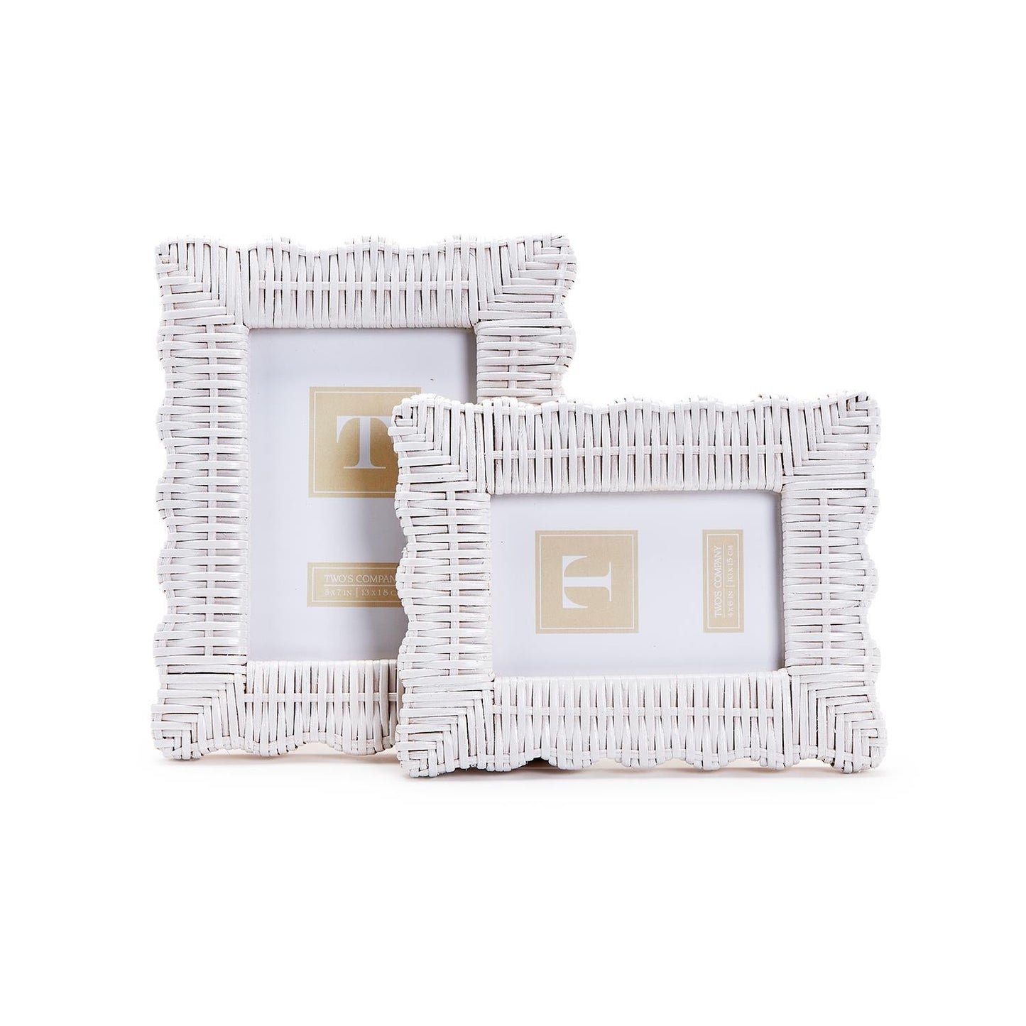 Scalloped Wicker Photo Frame Set of 2