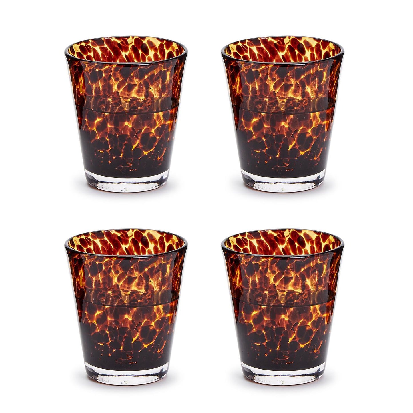 Tortoise Print Double Old Fashion Glass Set of 4