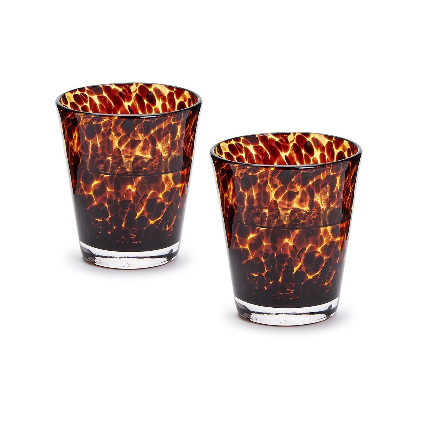 Tortoise Print Double Old Fashion Glass Set of 4