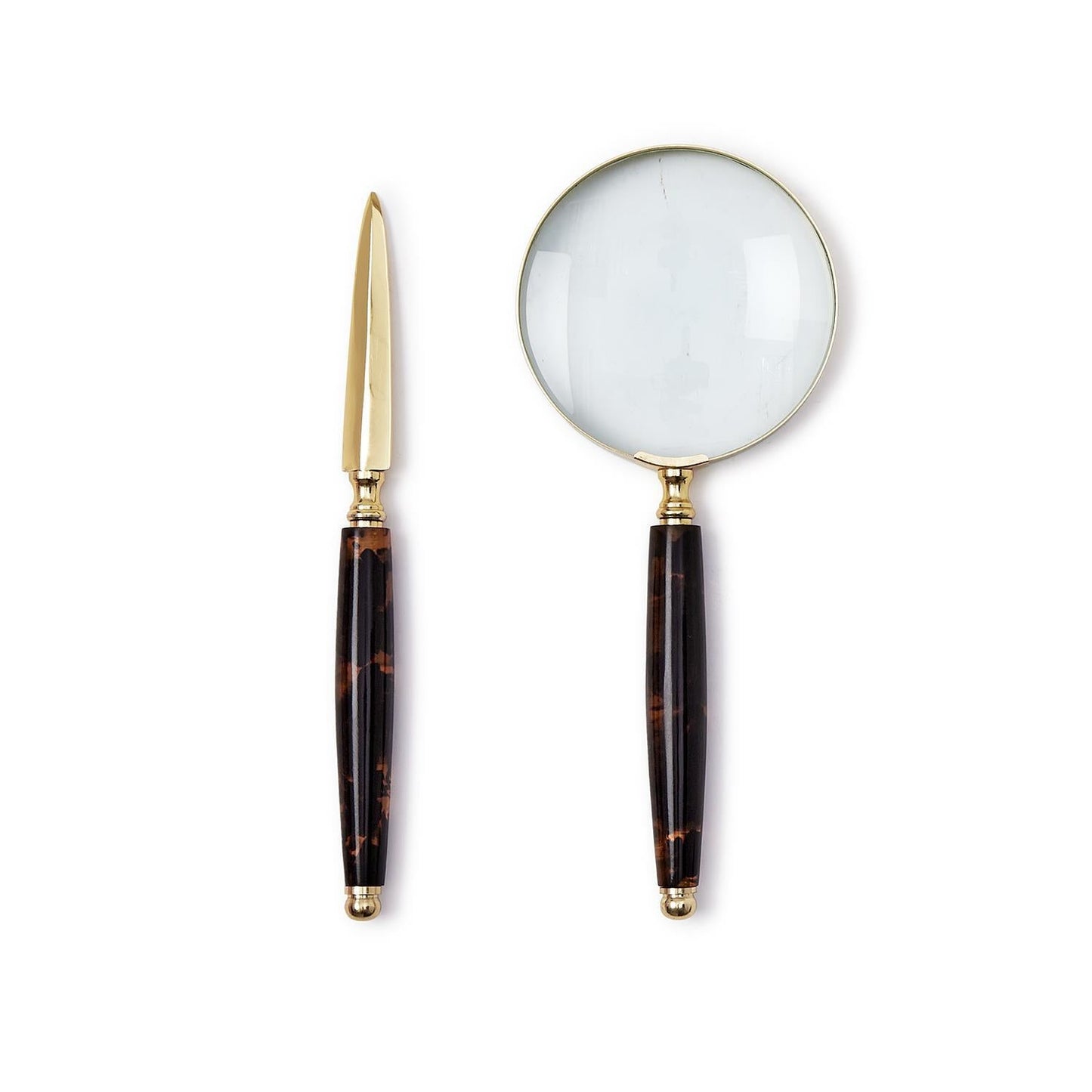 Tortoise Swirl Magnifier and Letter Opener Set