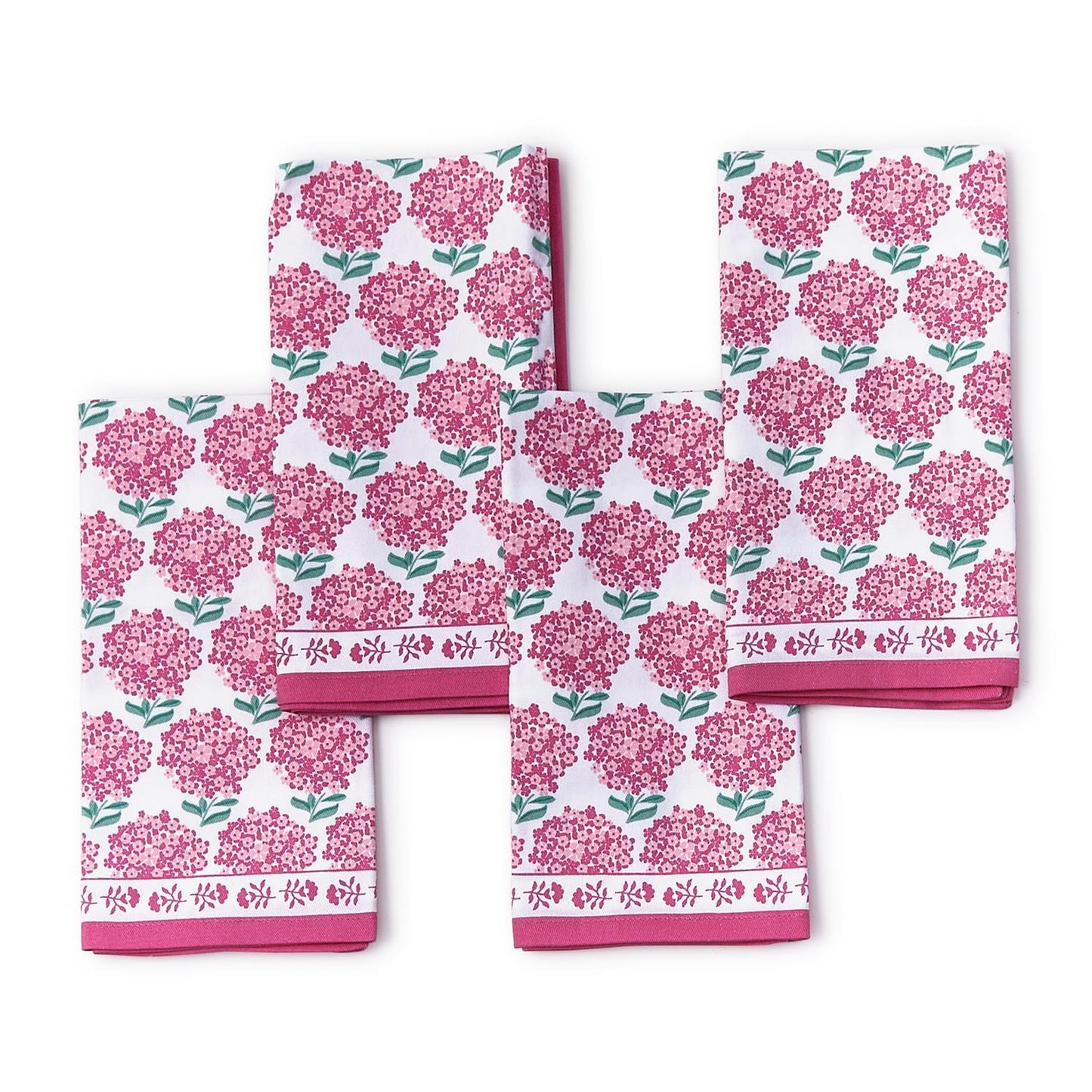 Pink Hydrangea Cloth Napkin Set of 4