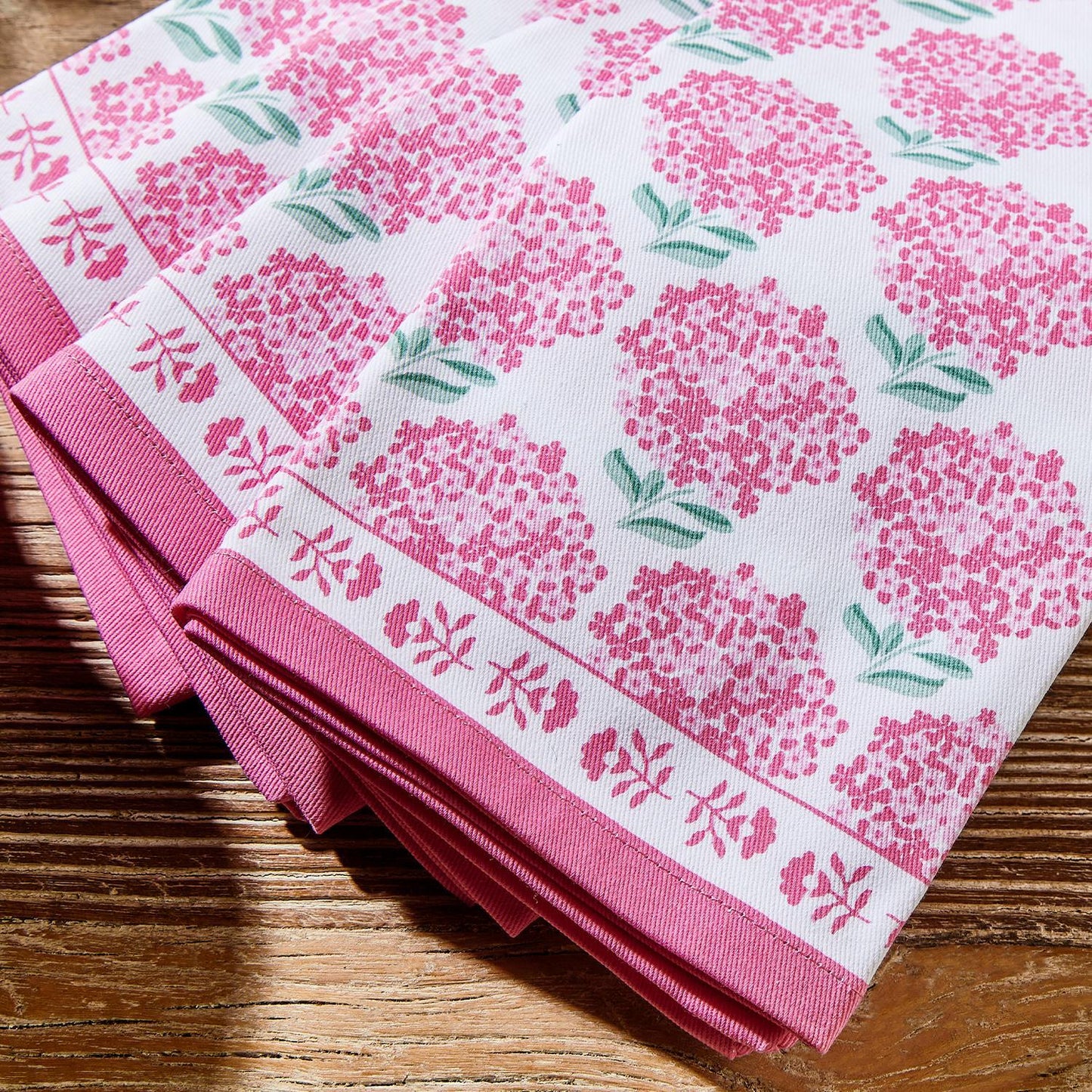 Pink Hydrangea Cloth Napkin Set of 4