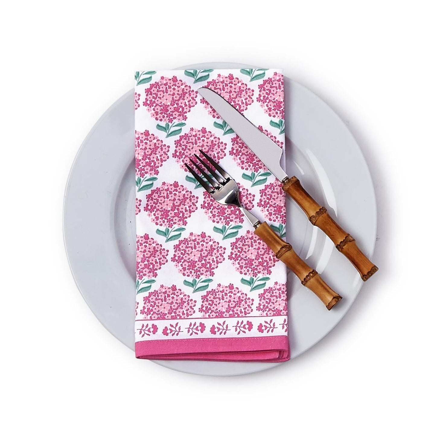Pink Hydrangea Cloth Napkin Set of 4