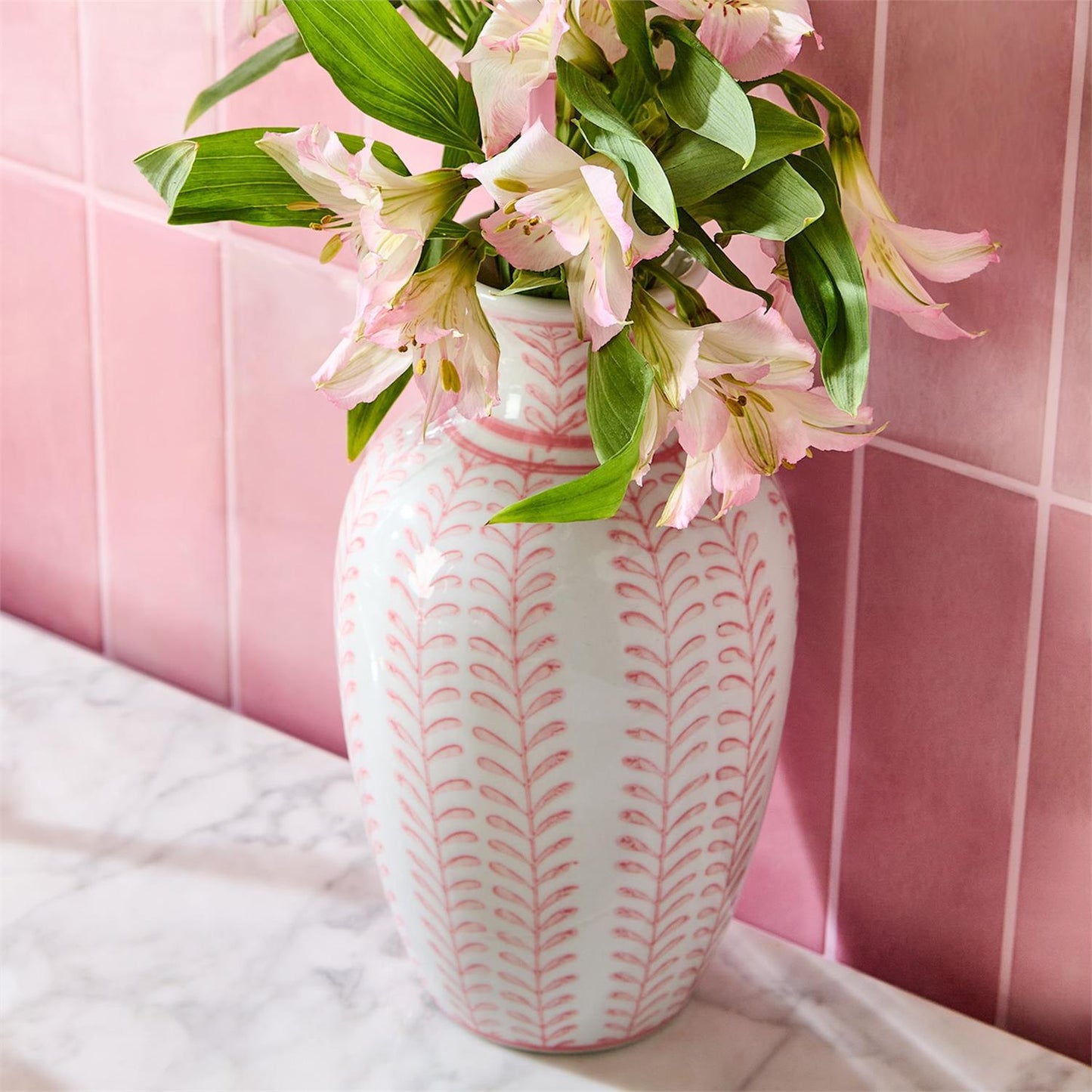 Pink Chinoiserie Vase Set of 5