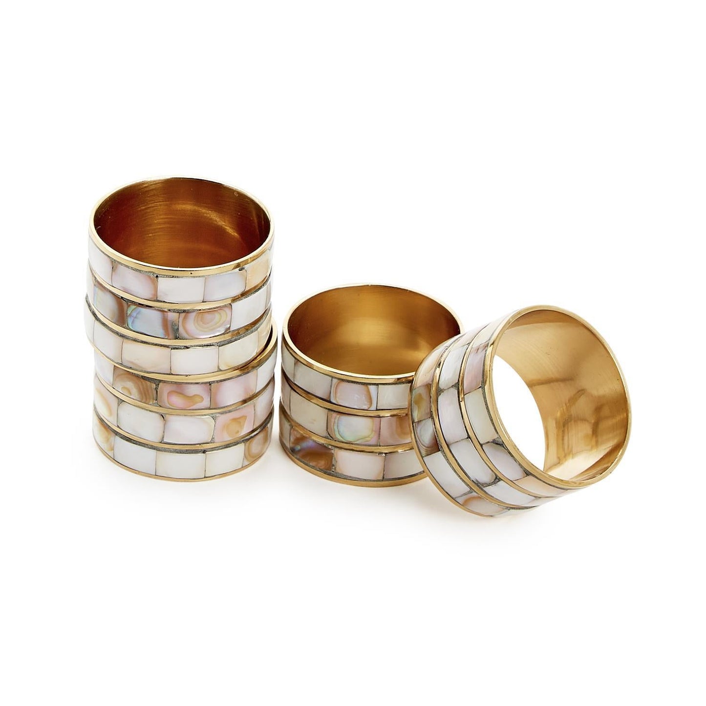 Mother of Pearl Napkin Ring Holder Set of 4