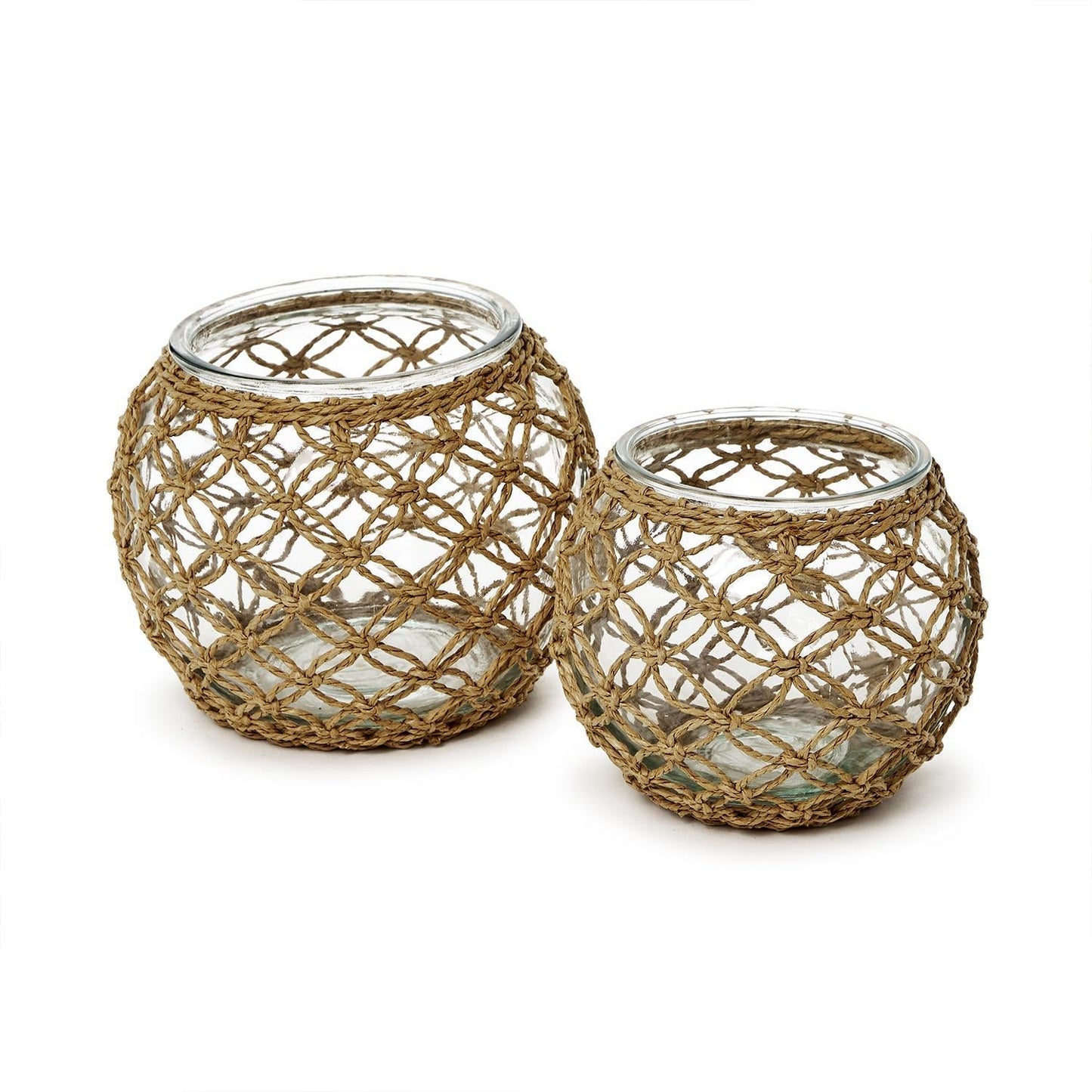 Woven Paper Wrap Lattice Candle Holder Set of 2
