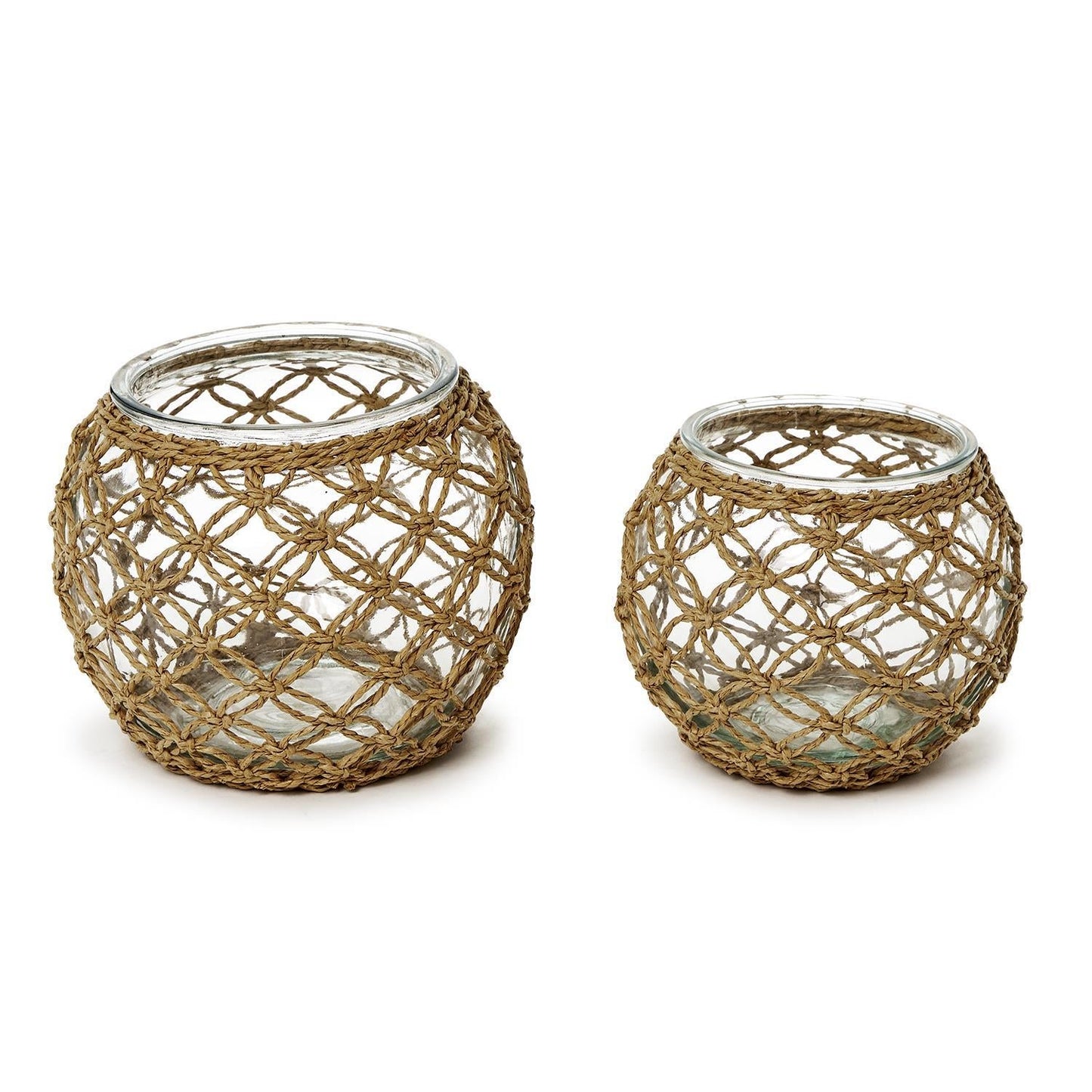 Woven Paper Wrap Lattice Candle Holder Set of 2