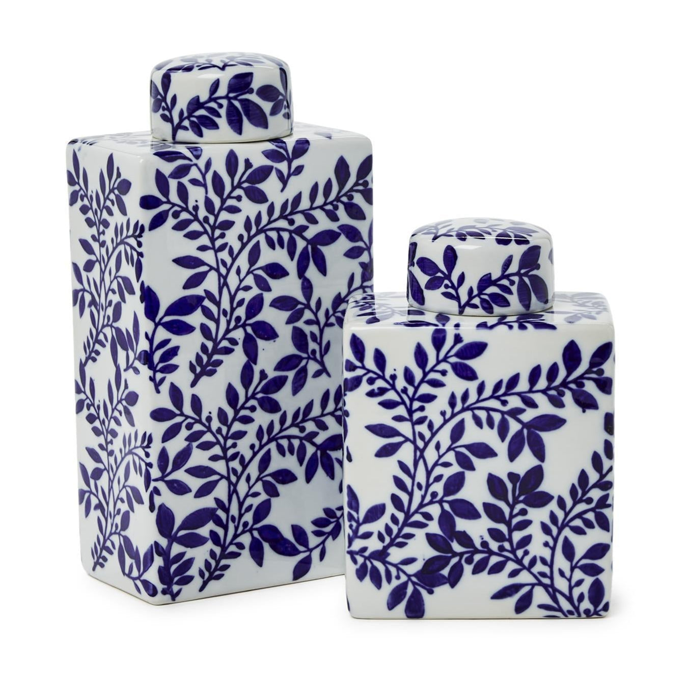 Blue and White Chinoiserie Tea Jar Set of 2