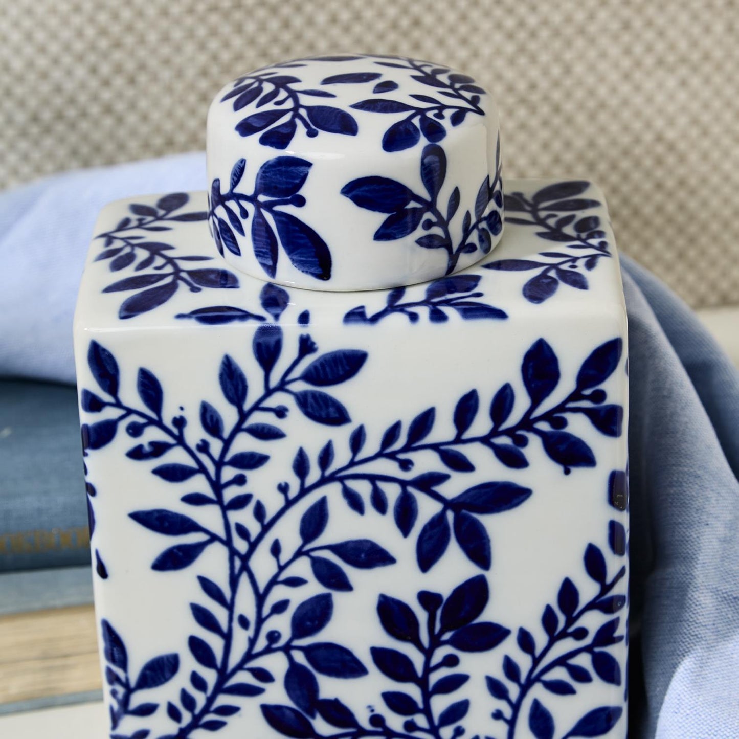 Blue and White Chinoiserie Tea Jar Set of 2