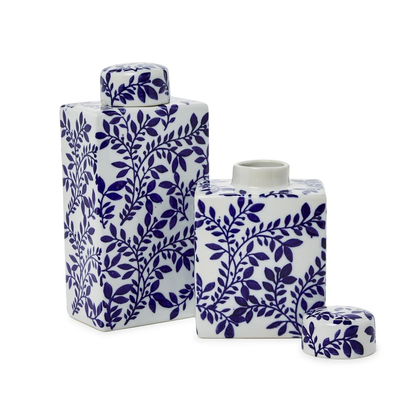 Blue and White Chinoiserie Tea Jar Set of 2