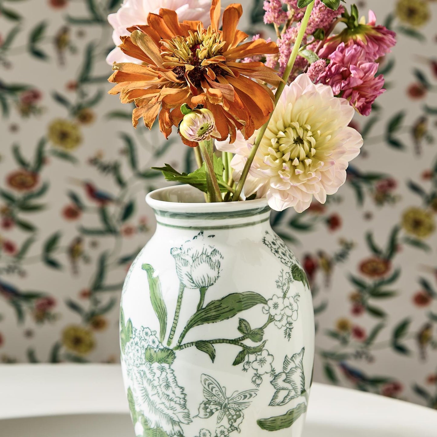 Primrose and Lotus Chinoiserie Vase Set of 2