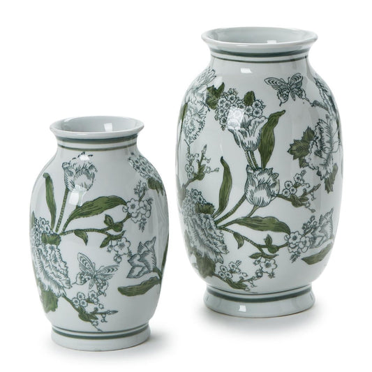Primrose and Lotus Chinoiserie Vase Set of 2
