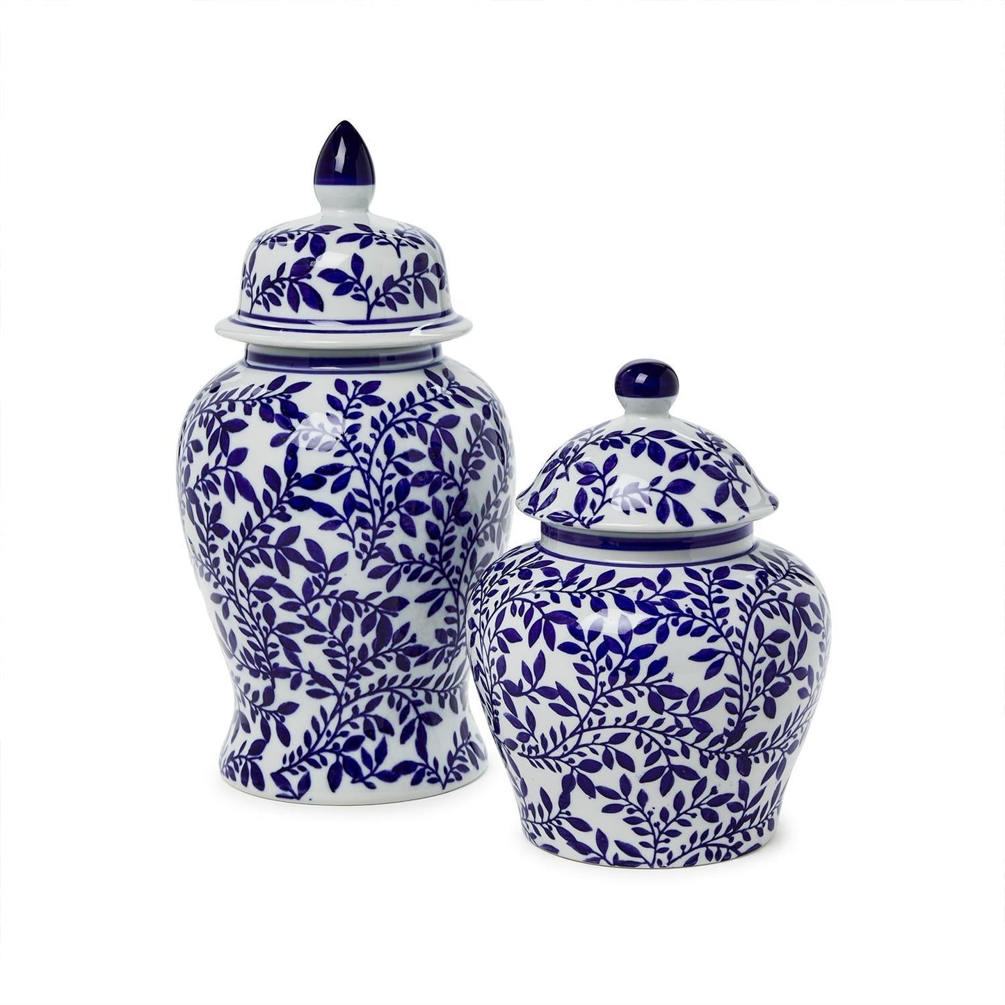 Blue and White Chinoiserie Temple Jar Set of 2