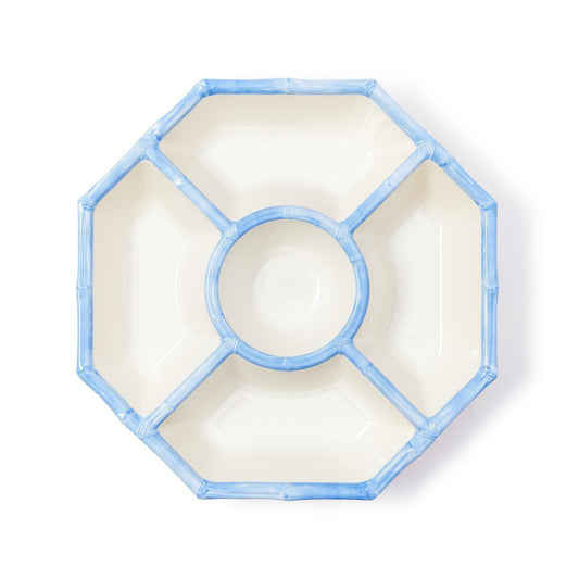 French Blue Bamboo Chip and Dip Bowl