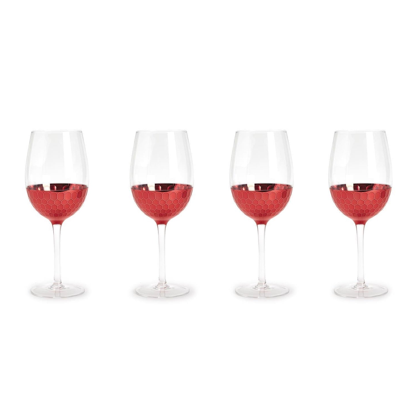 Red Hot Faceted Wine Glass Set of 4