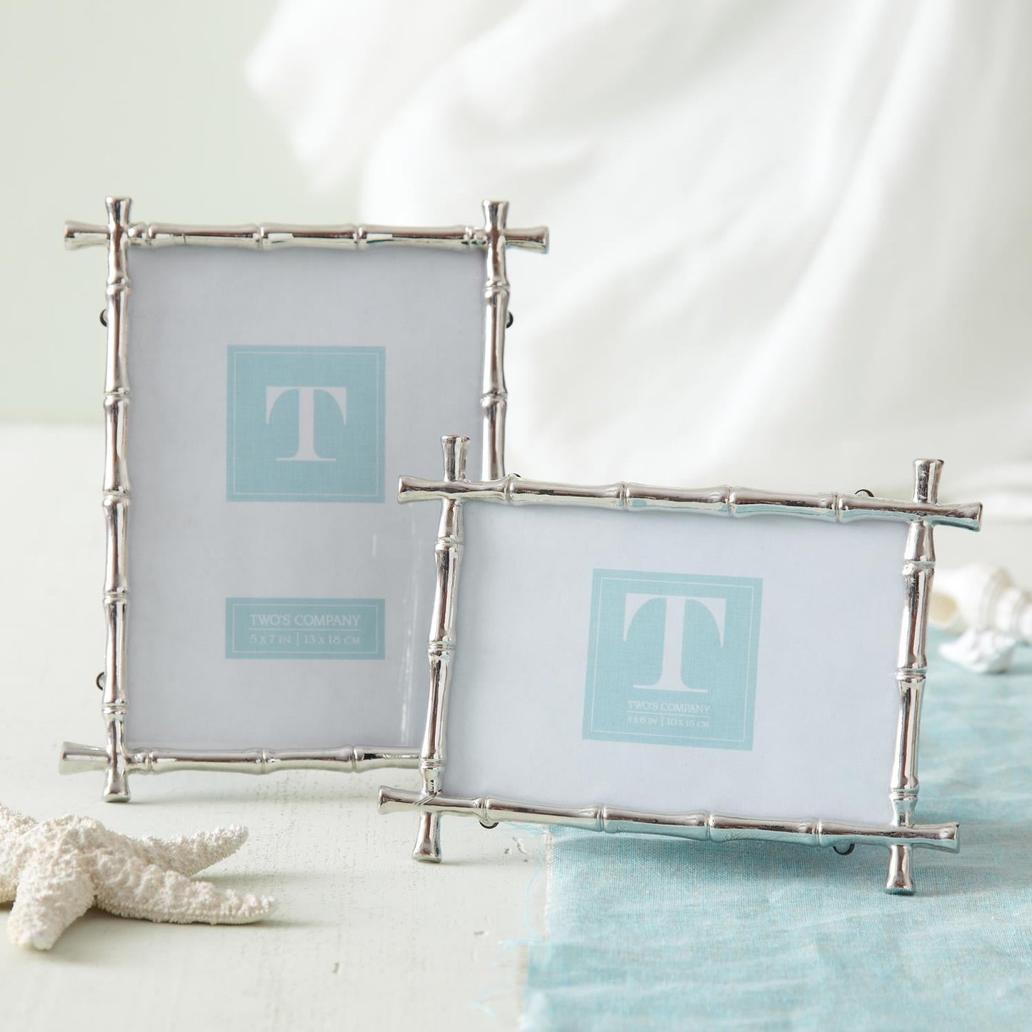 Zinc Bamboo Photo Frame Set of 2